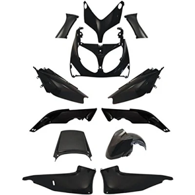 Image de one by camamoto kit carénage complet carrosserie plastique compatible avec (cod 77380003 en abs 12 pcs couleur noir brillant yamaha t max 500 année 2001 à 2007)