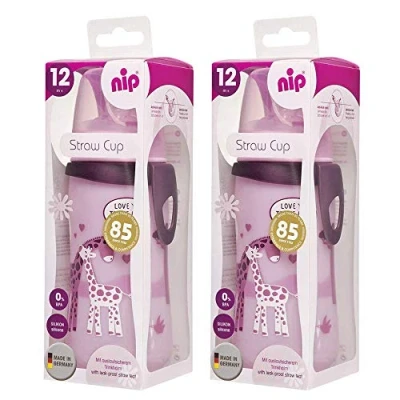 Image de NIP Straw Cup 330 ml +12 mois La tasse à paille Silicone 2pcs