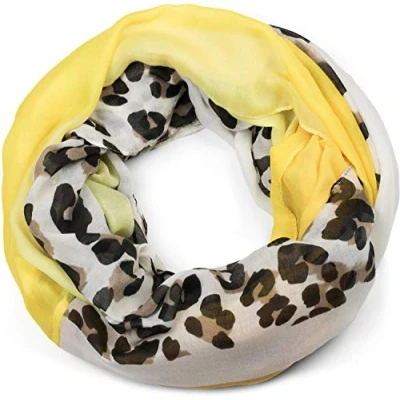 Image de styleBREAKER Écharpe tube pour femmes avec motif imprimé léopard et à plats de couleurs, snood, foulard 01016182, couleur:Jaune Curry