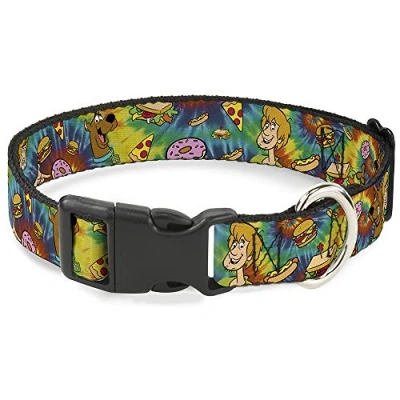 Image de Collier pour Chien en Plastique avec Clip Scooby Doo et Shaggy Poses Munchies Tie Dye Multicolore 9 à 38,1 cm de Large