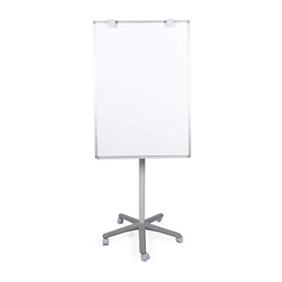 Image de BoardsPlus Chevalet mobile, Base Mobile Gris avec 5 Roues, Tableau Blanc Magnétique, Cadre en aluminium Gris, 70 x 100 180 cm