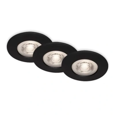 Image de BRILONER Lot de 3 lampes LED encastrées au plafond, à intensité variable, IP44, noir, 90x25 (DxH)