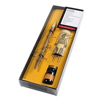 Image de Jacques Herbin 28000T un set &#039;&#039;Ecriture égyptienne&#039;&#039; comprenant calame, une feuille de papyrus, flacon d&#039;encre noir et notice