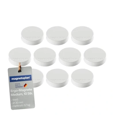 Image de Magnetoplan Aimant Ergo Medium (Ø x H) 30 mm 8 m rond blanc 10 pc(s) 1664000