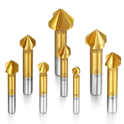 Image de Camtek 8Pcs Fraise à Noyer 90HSS Couteau Chanfreiner en Titane Foret Metaux Outil de Vis Convient Pour DIY, Home et General Construction