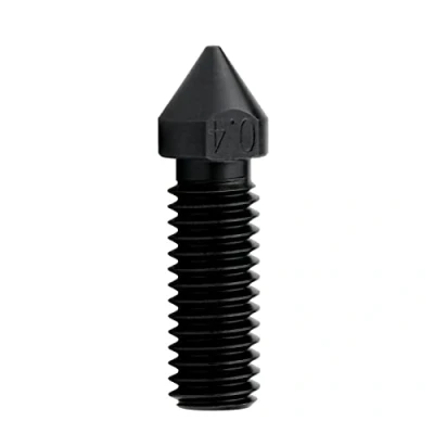 Image de 1 buse M6 haute température à haut débit en acier trempé 0,4 mm pour 1,75 imprimante 3D Volcano Hotend Bloc de chaleur/Artillerie Sidewinder Impression PEI PEEK ou fibre carbone, 0.4mm,