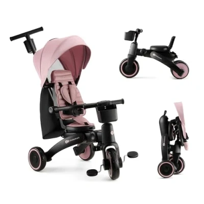 Image de Kinderkraft JAZZ 2, Tricycle Transformable 6 en 1, Avec Fonction Draisienne, Pliable, Accessoires, Vélo Polyvalent, Protection UV UPF50+, De 9 mois à 5 ans, Rose