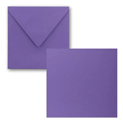 Image de FarbenFroh® by GUSTAV NEUSER® Lot de 25 cartes simples, carrées, 15 x cm, avec enveloppes, en violet, pour vœux, etc.