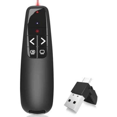Image de Telecommande Ordinateur Powerpoint, 2 in 1 USB Type C Powerpoint sans Fil Presentation Cliqueur, Remote pour Présentation, Enseignement, Bureau (Batterie Non Incluse)