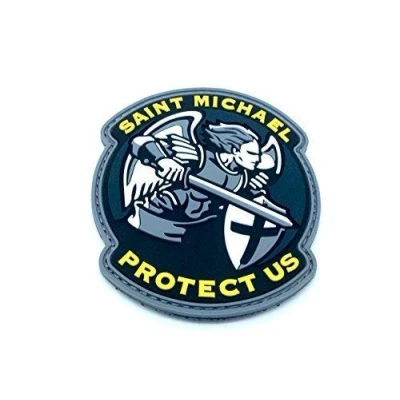 Image de Saint Michael Protect Us Crusader Bleu PVC Airsoft Moral Patch