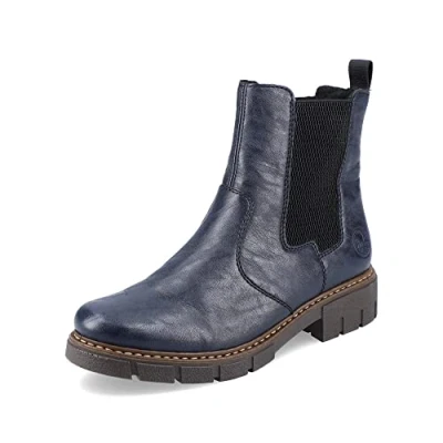 Image de Rieker Femme Bottines Z3561, Dame Chelsea,Demi Bottes,Bottines,Bottes de Glisse,Plat,Bleu (Blau / 14),41 EU 7.5 UK