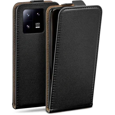 Image de moex Étui à Rabat pour Xiaomi 13 Pro Protection intégrale 360 En cuir vegan vertical Fermeture magnétique Noir