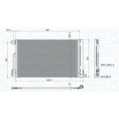 Image de MAGNETI MARELLI 350203611000 Condenseur De Clim avec déshydrateur 588x346,4x12 346,4 588 12 OPEL: Corsa D 3/5 portes, Adam, E portes