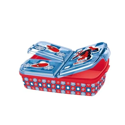 Image de p:os 35484 boîte Spiderman 3 Compartiments, déjeuner en Plastique avec Fermetures à Clip, goûter pour Le Jardin d&#039;enfants, l&#039;école et Les Loisirs, 35484, Multicolore