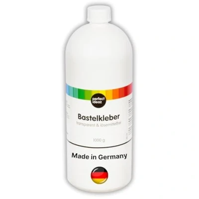 Image de perfect ideaz 1000ml de colle pour bricolage, transparente, sans solvant, lavable, liquide, claire, soluble dans l’eau, non toxique et à séchage rapide, scolaire bricolage des enfants