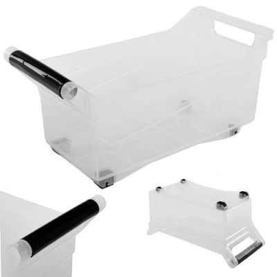 Image de KADAX boîte de rangement, rangement avec roues, récipient en plastique poignées, transparente (10 l)