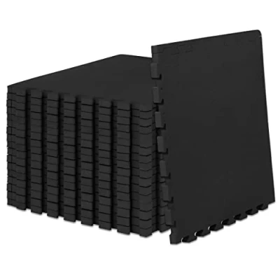 Image de ProsourceFit Extra Thick Puzzle Exercise Mat 1&quot;, EVA Foam Interlocking Tiles for Protective, Cushioned Workout Flooring Home and Gym Equipment, Black 3 Pack