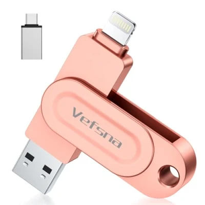 Image de Cle USB pour iPhone, Vefsna Clé C 256 Go Apple Certifié Lightning Clef 3.0 Photo Stick Stockage Externe iPad Mac iOS OTG Android Mobile PC avec MFI Lightning, 3.0, Type 3 in 1