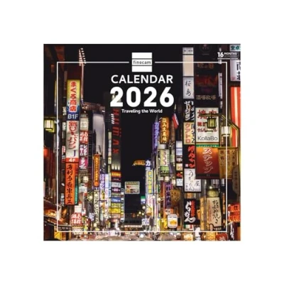 Image de Finocam Calendrier mural 2026 30 x cm 1 Mois par page Janvier Décembre + Sept. Déc. 2025 (4 mois) réduits Images Traveling International