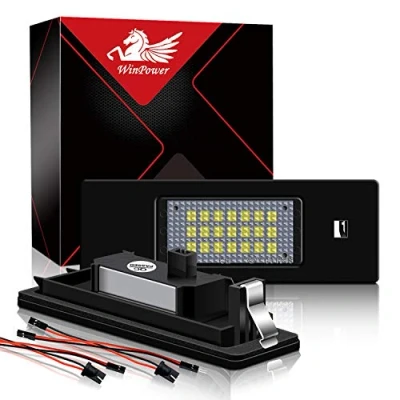 Image de WinPower LED Éclairage plaque immatriculation auto ampoules super brillant CanBus Pas d&#039;erreur 6000K xénon blanc froid 18 SMD Compatible avec BMW E63/E64/E81/E87/E85/E86/MINI R55/HGTC ect., 2 Pièces