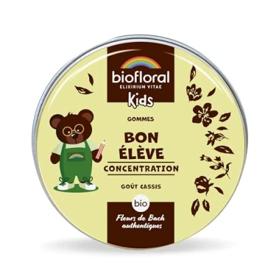 Image de BIOFLORAL KIDS Bon Élève BIO 45 Gommes Concentration Fleurs de Bach Authentiques Sans Alcool