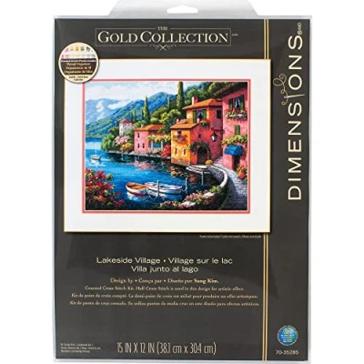 Image de Dimensions Gold Collection Lakeside Village compté Point de Croix Kit 15 X 12 comte 16