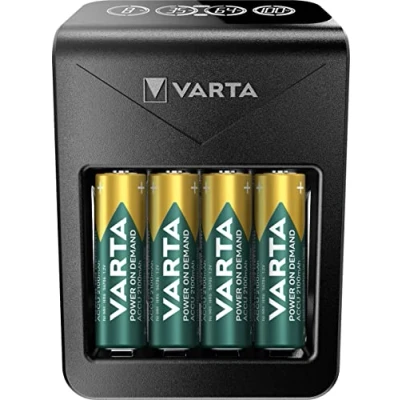 Image de VARTA chargeur de piles incl. 4X AA 2100mAh rechargeables, pour AA/AAA/C/D/9V rechargeables et appareils USB, Power on Demand LCD Charger+ [Exclusif sur Amazon]