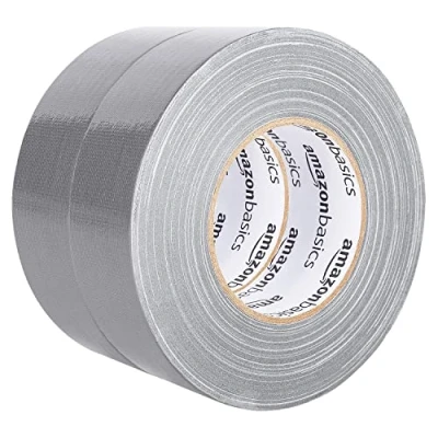 Image de Amazon Basics Ruban toilé tous usages, 5 cm de large x 54.8 m, argenté, 2 rouleaux (lot 1)