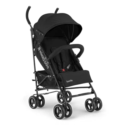 Image de KikkaBoo BEETLE Chaise de promenade, poussette pour bébé jusqu&#039;à 22 kg, pliée, légère, compacte, noire