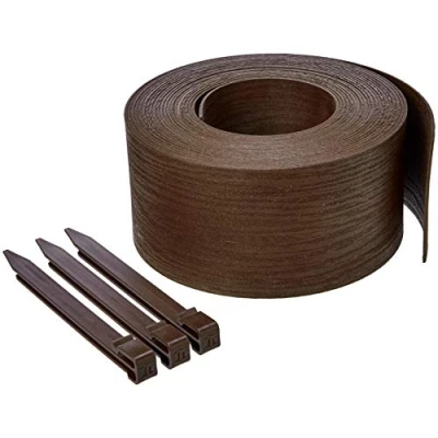 Image de Amazon Basics Bobine de bordure avec 10 piquets, 13 cm/5 pouces x 12 m/40 pieds, brun