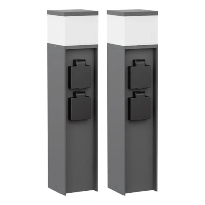 Image de ledscom.de 2 pièces Lumière de chemin/Borne d&#039;éclairage/Lampe jardin POMI pour l&#039;extérieur, IP44, 39 cm, anthracite, 1x G9 max. 10W, prises courant