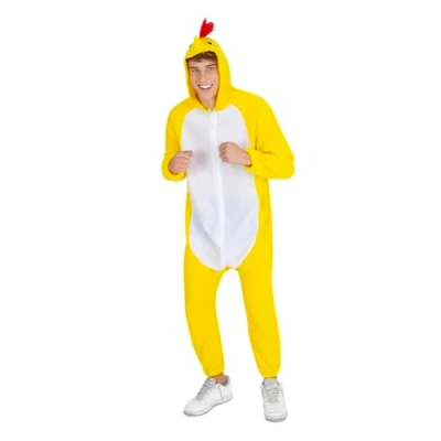 Image de Rubies Déguisement de poulet pour adulte, combinaison avec capuche et queue, licence officielle enterrements vie garçon, fête à thème, enterrement jeune fille, déguisements en