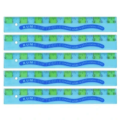 Image de KUM AZ2250116 B Règle 15 cm flexible, L1 Softie Flex, 5 pièces, bleu, en plastique, antidérapant