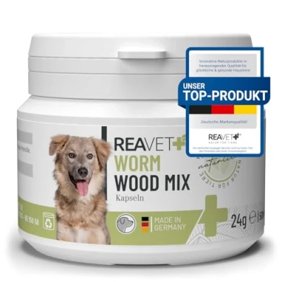 Image de ReaVET Wormwood Mix gélules, Alternative Vermifuge pour Chiens 50 comprimés Produit Naturel et après infestation par Les vers, Vermifuge,