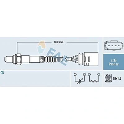 Image de FAE 77203 Sonde lambda VOLKSWAGEN: Golf 4, New Beetle 3/5 portes, Bora Berline, AUDI: A3 A4 B6 Avant, PORSCHE: Cayenne