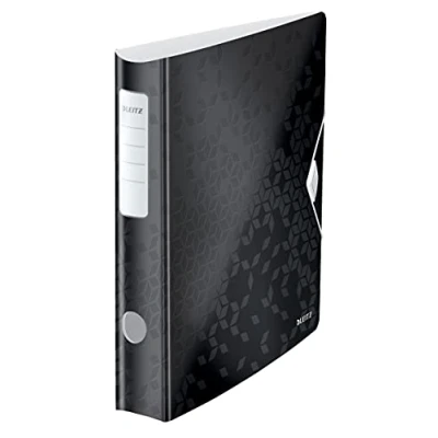 Image de Leitz Classeur à Levier A4 Active, Noir, Dos Arrondi 65mm, Fixation Élastique, Polyfoam Léger, WOW, 11070195