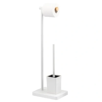 Image de bremermann Brosse WC sur Pied 2 en 1, WC, Porte Rouleau de Papier Toilette (Blanc)