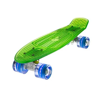 Image de Ridge Blaze Mini Cruiser Skateboard Skate Transparent avec Roues Lumineuses LED: Planche a Roulettes complet
