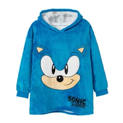 Image de SONIC THE HEDGEHOG Couverture à capuche en polaire bleue des Boys Restez au chaud et aventureux les jours frais nuits confortables