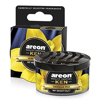 Image de AREON Ken Désodorisant Voiture Vanille Mia Maison en Pot Couvercle Ventilé Réglable 3D (Vanilla Lot de 6)