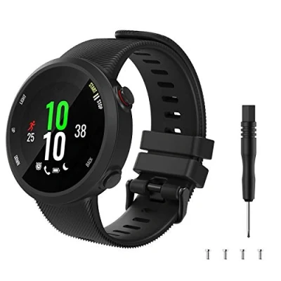 Image de TiMOVO Remplacement Bracelet Compatible avec Garmin Forerunner 45, Watch Band en Silicone Souple Flexible Boucle de Métal pour Montre, Noir