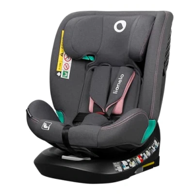 Image de Siège auto évolutif LIONELO Bastiaan One i Size Base pivotante 360 40 150 cm 0 36 kg ISOFIX Groupe 0+/1/2/3 Rose