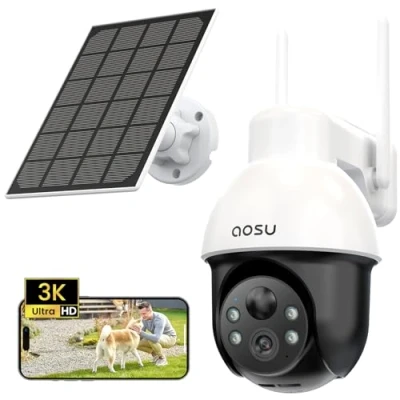Image de AOSU 3K Caméra Surveillance WiFi Exterieure sans Fil, 5MP Camera de Extérieur avec Panneau Solaire Mobile pour Sécurité à Domicile, 360 PTZ, Suivi Automatique, Vision Nocturne Couleurs