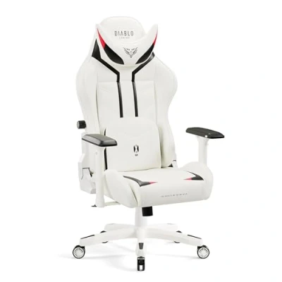 Image de Diablo X Ray Gaming Chaise Fauteuil Gamer Accoudoirs 4D Design Ergonomique Skaï Perforation Fonction d&#039;inclinaison Blanc Noir King (XL)