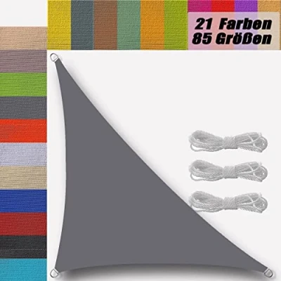 Image de Ufamiluk voiles d&#039;ombrage Imperméable pour Patio avec Corde Libre Voile Triangle Rectangle terrasse Jardin extérieur Camping Triangulaire Gris 1.6x1.6x2.3m