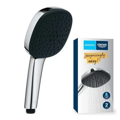 Image de GROHE Vitalio Comfort 110, Pommeau de Douche Cube 11cm 2 Jets (Pluie/Stimulant), Economie d&#039;Eau, Sélection Facile, Procédé Anti Calcaire, Chromé, 26397001