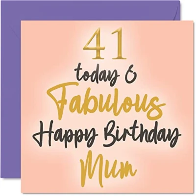 Image de Fabuleuses cartes d&#039;anniversaire de 41e anniversaire pour maman 41 Today &amp; Fabulous Carte la part sa fille, fils, cadeau mère, 145 mm x