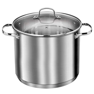 Image de Smile Mgk 08, Pot En Acier, 11 L, Fond Épais Multicouche, Acier Inoxydable Couvercle Verre, Adapté à Tous Les Types De Cuisines Et Four, Au Lave vaisselle