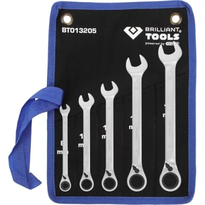 Image de BRILLIANT TOOLS BT013205 Jeu de clés polygonales à cliquet réversible, 5 pcs, 8 19 mm [Powered by KS TOOLS]