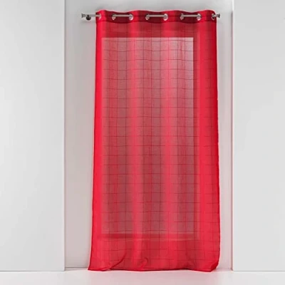 Image de douceur d&#039;intérieur, Voilage à Oeillets (140 x 240 cm) Eulalie Rouge, Voile Sablé Fantaisie